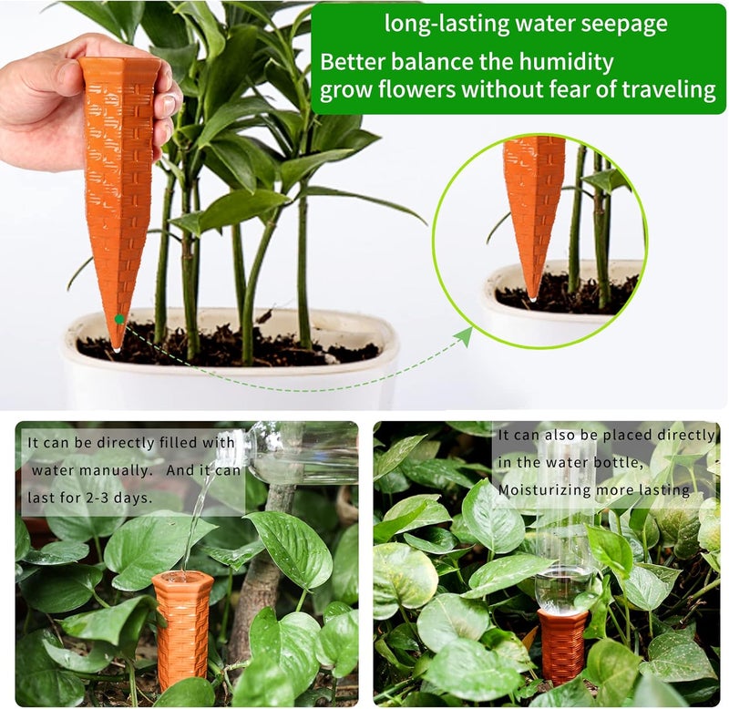 Baxrou Plant Self Watering Stakes 4 Pack Terracotta Watering Spikes for Indoor and Outdoor Plants,Wine Bottle Plant Watering Devices, Automatic Plant Waterers for Vacation - Image 3